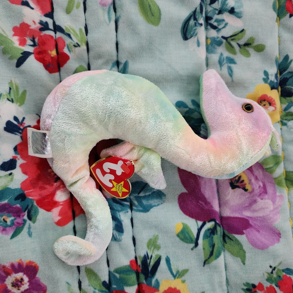 Ty Pastel Tie-Dye Seahorse Plush in Pink, Green & Cream